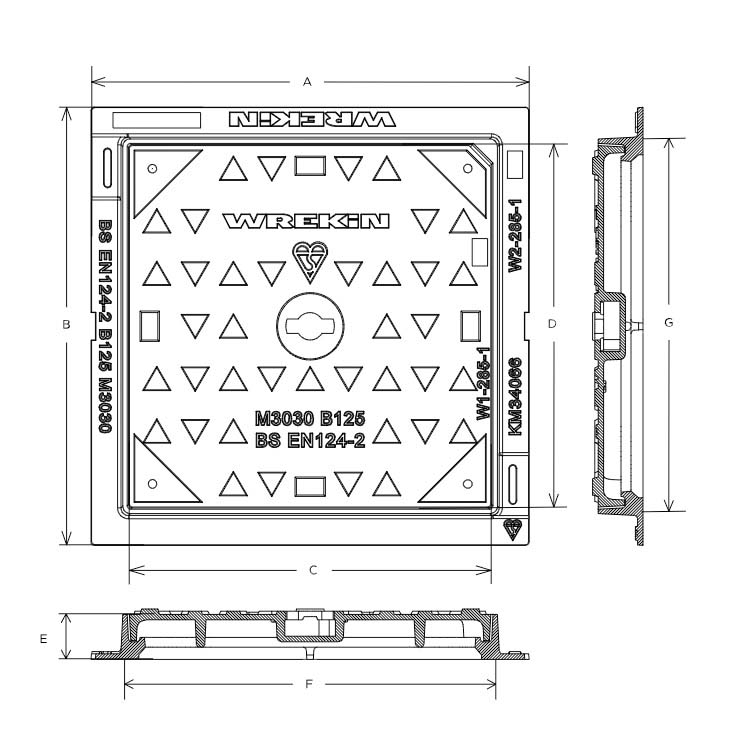 DMS1B2-3030-K_manhole_cover_drawing